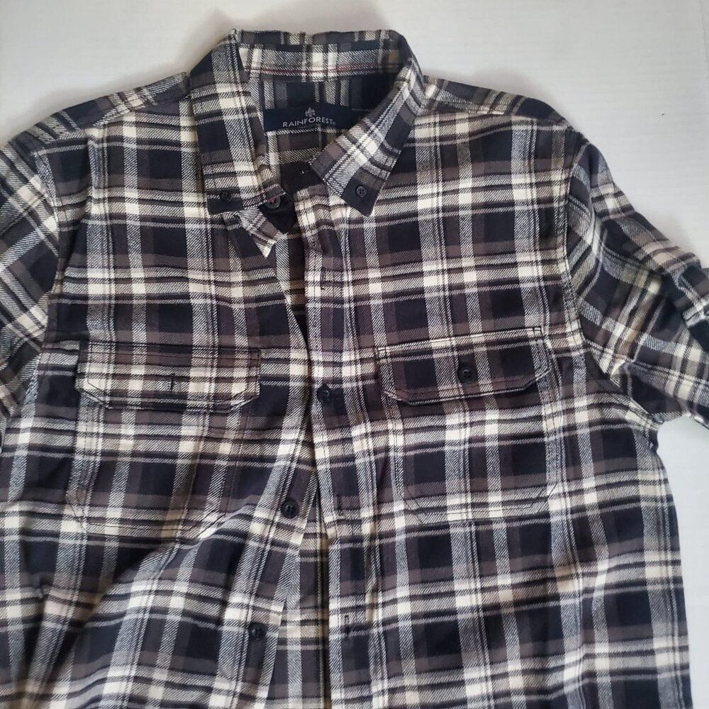 Men Regular Fit Plaid Flannel Long Sleeve Casual Shirt, Charcoal Combo LARGE - Picture 11 of 14